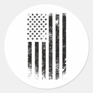 Patriotische USA Schwarze amerikanische Flagge abg Runder Aufkleber