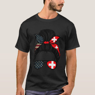 Patriotische USA Schweizer Mama Amerikanische Schw T-Shirt