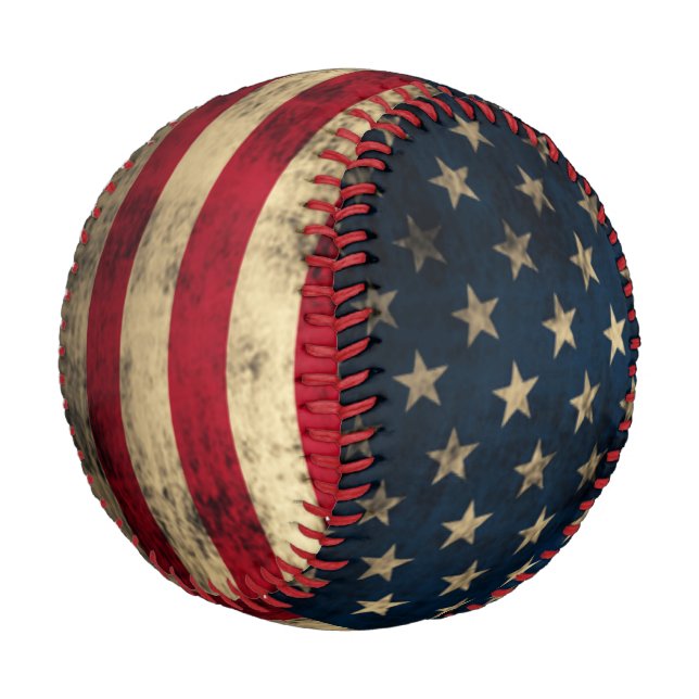 Patriotische Vintage amerikanische Flagge Baseball (Schrägansicht)
