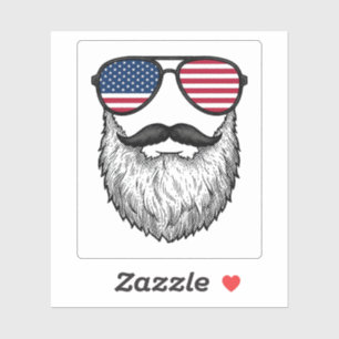 Patriotische Vintage-Bart-Sonnenbrille Grafik-Shir Aufkleber
