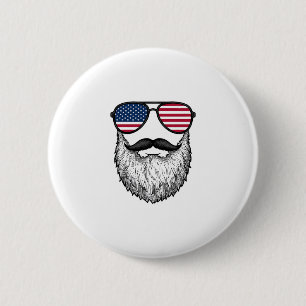 Patriotische Vintage-Bart-Sonnenbrille Grafik-Shir Button