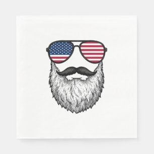 Patriotische Vintage-Bart-Sonnenbrille Grafik-Shir Serviette
