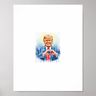 Patriotische Wasserfarbe Trump Herz Hände Poster