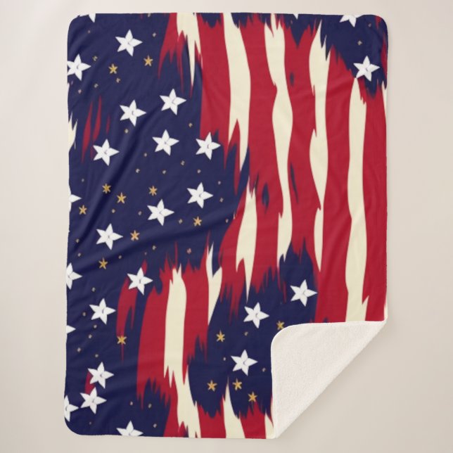 Patriotische Waves Sherpadecke (Vorderseite)