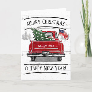 Patriotische Weihnachten Vintage Red Truck Flag Ru