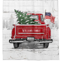 Patriotische Weihnachten Vintage Red Truck Flag Ru