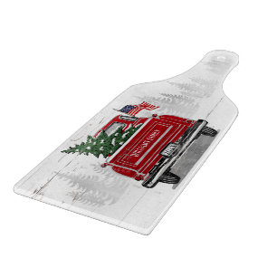 Patriotische Weihnachten Vintage Red Truck Flag Ru Schneidebrett