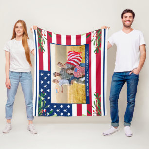 Patriotische Weihnachts-Custom-Foto American Flag Fleecedecke