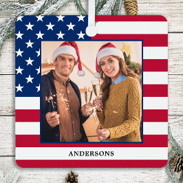 Patriotische Weihnachts-Custom-Foto USA-Flagge Ornament Aus Metall