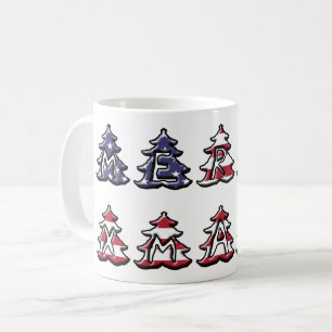 Patriotische Weihnachtsbaumen Merry XMAS Kaffeetasse