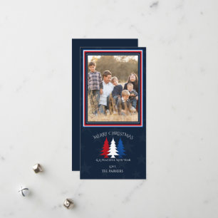 Patriotische Weihnachtsbaumen Navy Blue Foto Holid Feiertagskarte