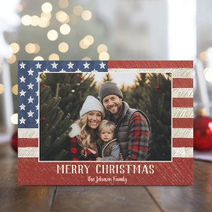 Patriotische Weihnachtsfahne 1 Foto Amerikanische Feiertagskarte