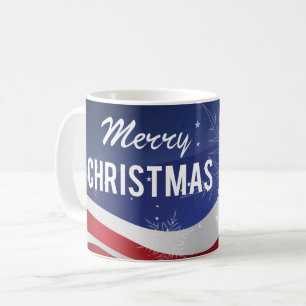 Patriotische Weihnachtsfahne mit Schneeflocken Kaffeetasse