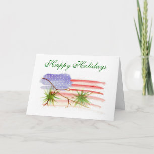 Patriotische Weihnachtskarte Watercolor - Ver. 6 Feiertagskarte