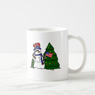 Patriotische Weihnachtssnowman-Kaffee-Tasse Tasse