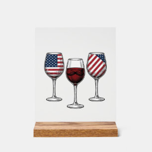 Patriotische Weingläser Vintage-Vector-Shirt-Desig Acrylschild