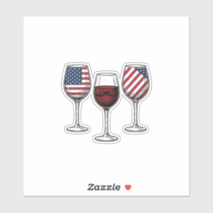 Patriotische Weingläser Vintage-Vector-Shirt-Desig Aufkleber