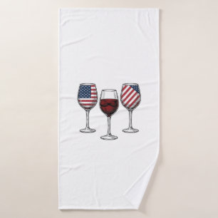 Patriotische Weingläser Vintage-Vector-Shirt-Desig Badehandtuch
