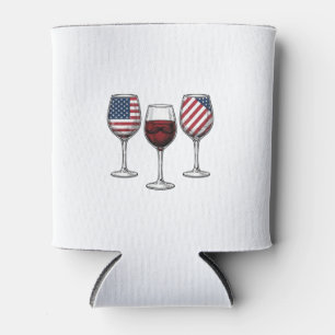 Patriotische Weingläser Vintage-Vector-Shirt-Desig Dosenkühler