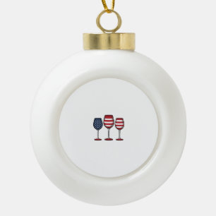 Patriotische Weingläser Vintage-Vector-Shirt-Desig Keramik Kugel-Ornament