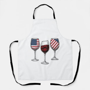 Patriotische Weingläser Vintage-Vector-Shirt-Desig Schürze