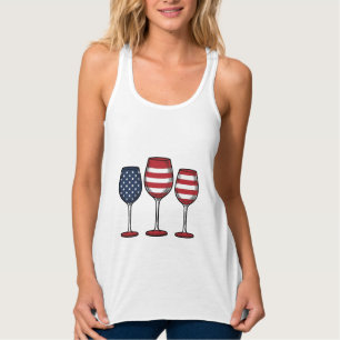 Patriotische Weingläser Vintage-Vector-Shirt-Desig Tank Top