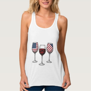Patriotische Weingläser Vintage-Vector-Shirt-Desig Tank Top