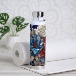 PATRIOTISCHE WEISSE BLAUE BLUME FLACHEN TRINKFLASCHE