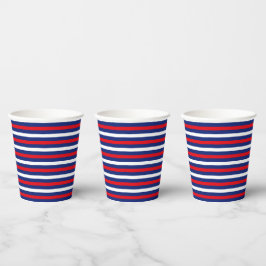 PATRIOTISCHE WEISSE BLAUE STREIFEN PAPPBECHER