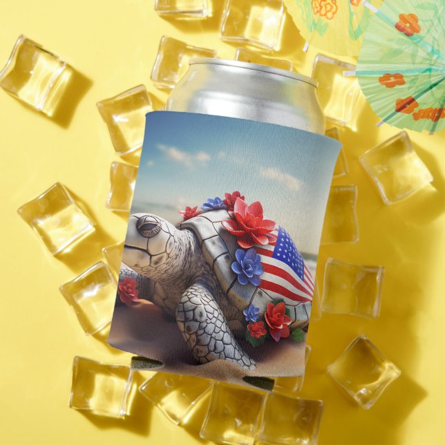 PATRIOTISCHE WEISSE BLAUE TURTONIE UND BLUME DOSENKÜHLER (In Situ Sommer)