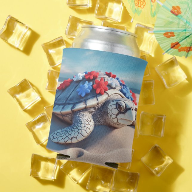 PATRIOTISCHE WEISSE BLAUE TURTONIE UND BLUME DOSENKÜHLER (In Situ Sommer)