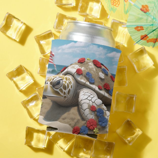 PATRIOTISCHE WEISSE BLAUE TURTONIE UND BLUME DOSENKÜHLER (In Situ Sommer)