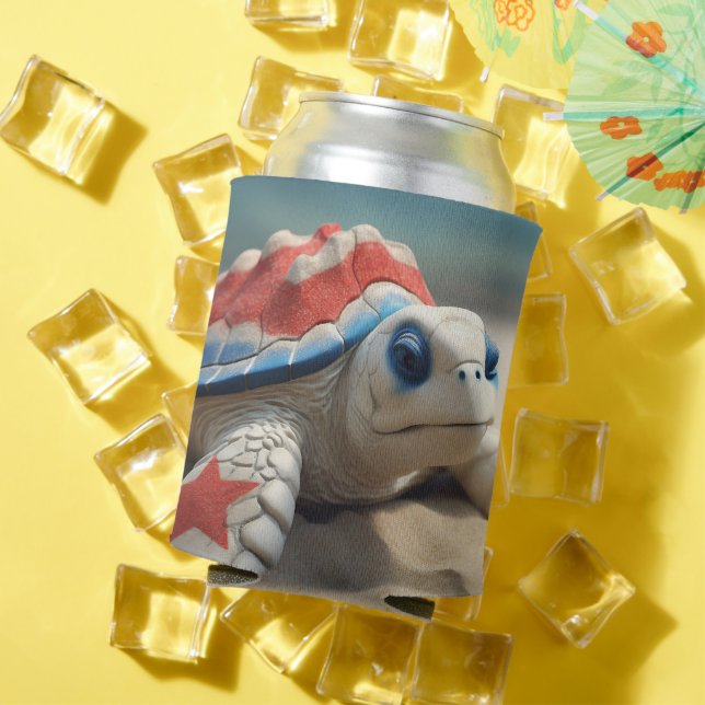 PATRIOTISCHE WEISSE BLAUE TURTONIE UND BLUME DOSENKÜHLER (In Situ Sommer)