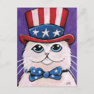 Patriotische Weiße Perserkatze 4. Juli Postkarte