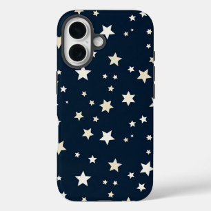 Patriotische weiße Sterne auf Marineblau  iPhone 16 Hülle