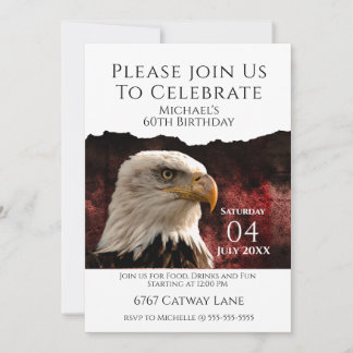 Patriotische Weißkopfseeadler 60. Geburtstagseinla Einladung