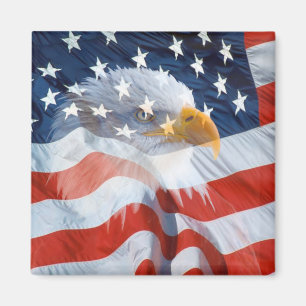 Patriotische Weißkopfseeadler-amerikanische Flagge Magnet