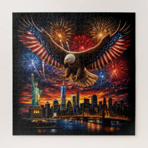 Patriotische Weißkopfseeadler-Feuerwerke New Yorke Puzzle