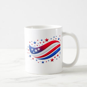Patriotische Wellenförmige amerikanische Flagge mi Kaffeetasse