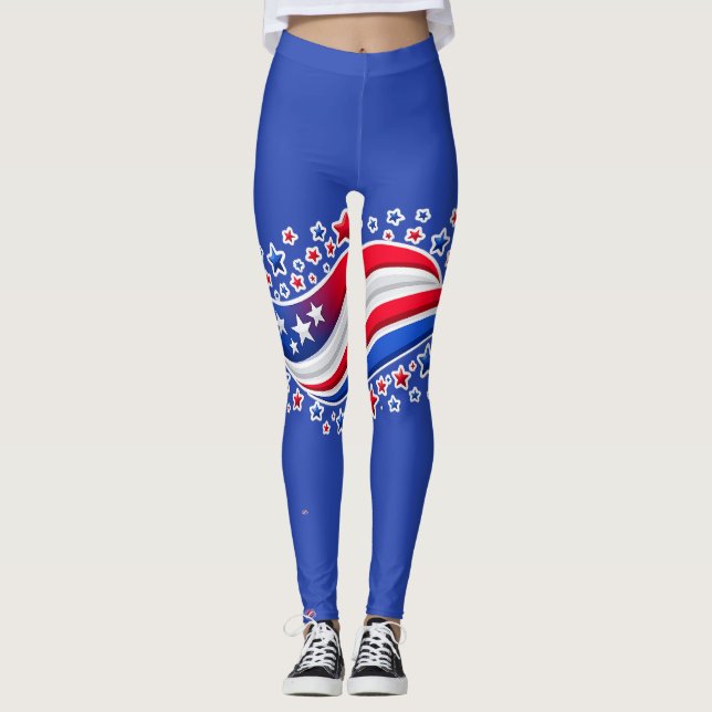 Patriotische Wellenförmige amerikanische Flagge mi Leggings (Vorderseite)