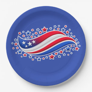 Patriotische Wellenförmige amerikanische Flagge mi Pappteller