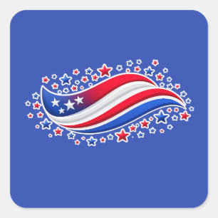 Patriotische Wellenförmige amerikanische Flagge mi Quadratischer Aufkleber
