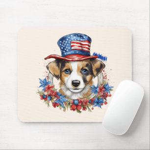 Patriotische Welpe 4. Juli USA Unabhängigkeitstag Mousepad