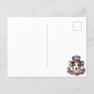 Patriotische Welpe 4. Juli USA Unabhängigkeitstag Postkarte