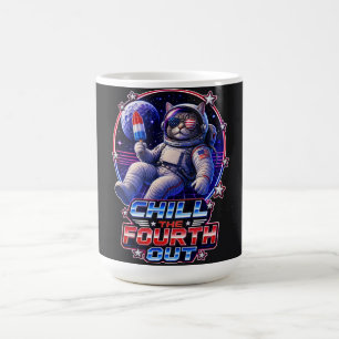 Patriotische Weltraumkatze 4. Juli Kaffeetasse