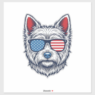 Patriotische Westie-Hundesonnenbrille Vintage-Vekt Aufkleber