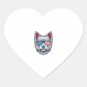 Patriotische Westie-Hundesonnenbrille Vintage-Vekt Herz-Aufkleber