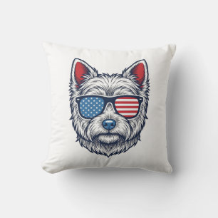 Patriotische Westie-Hundesonnenbrille Vintage-Vekt Kissen