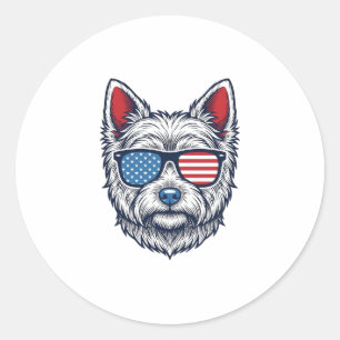 Patriotische Westie-Hundesonnenbrille Vintage-Vekt Runder Aufkleber