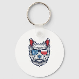Patriotische Westie-Hundesonnenbrille Vintage-Vekt Schlüsselanhänger